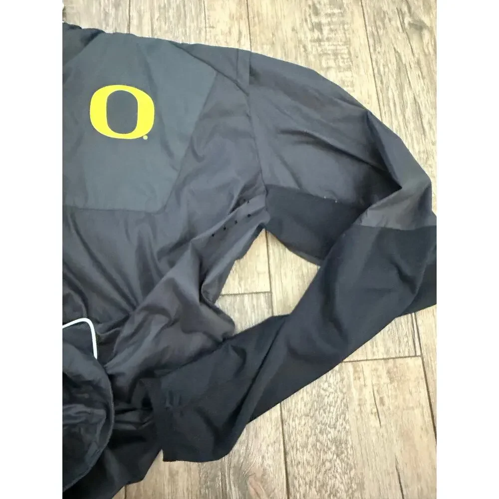 Nike Oregon Ducks Jacket Size Large Black Mesh Lined Hooded Half-Zip Pullover